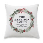 Personalised Green Christmas Wreath Design Filled Cushion - Image 6