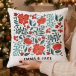 Personalised Christmas Poinsettia Design Filled Cushion - Image 2