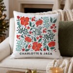 Personalised Christmas Poinsettia Design Filled Cushion - Image 4