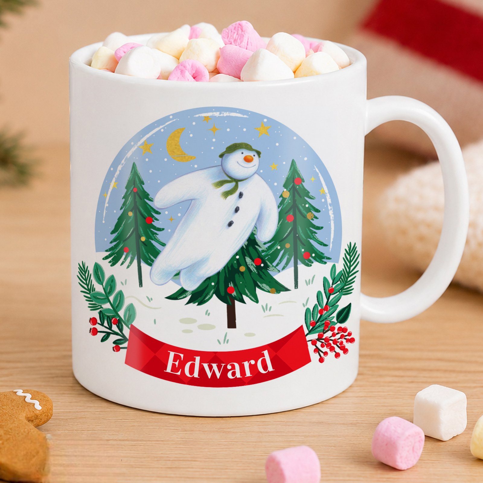 P0813C49_Personalised_Childrens_The_Snowman_Christmas_Wishes_Plastic_Mug Personalised Children's The Snowman Christmas Wishes Plastic Mug - Image 1
