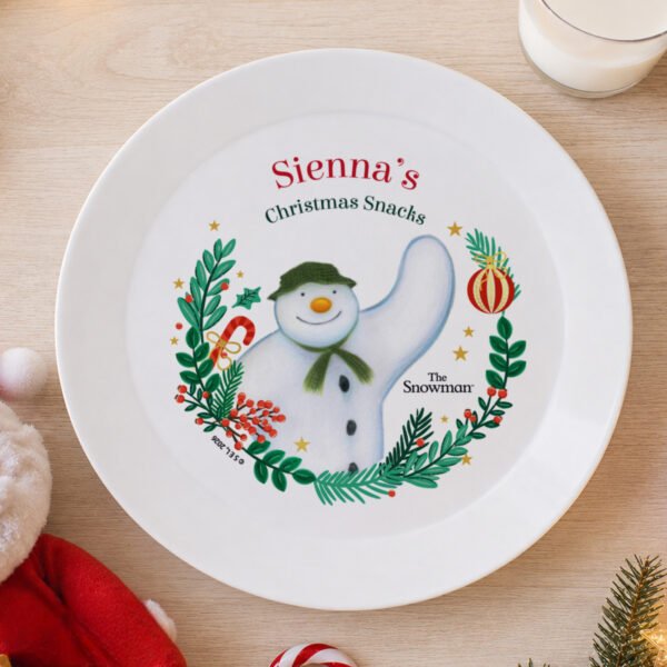 Personalised The Snowman Christmas Wishes Plastic Plate
