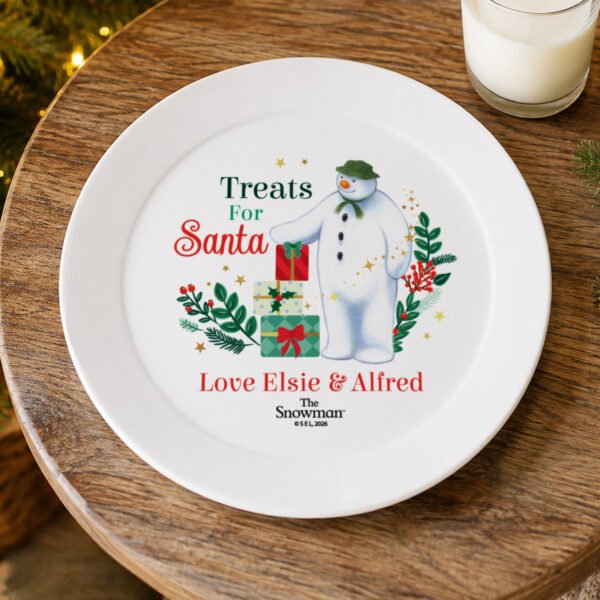 Personalised The Snowman Christmas Wishes 'Treats For Santa' Plastic Plate