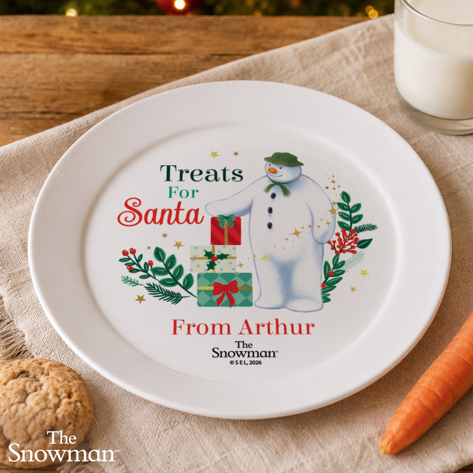 Personalised The Snowman Christmas Wishes 'Treats For Santa' Plastic Plate - Image 2