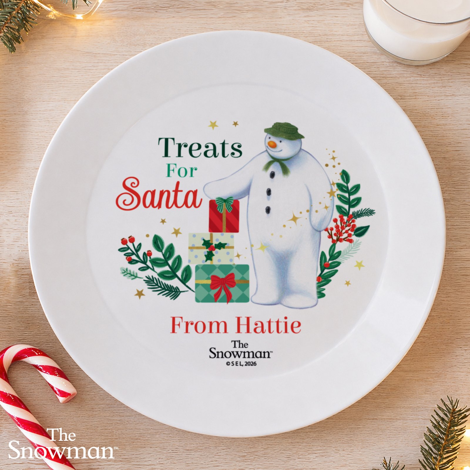 Personalised The Snowman Christmas Wishes 'Treats For Santa' Plastic Plate - Image 3