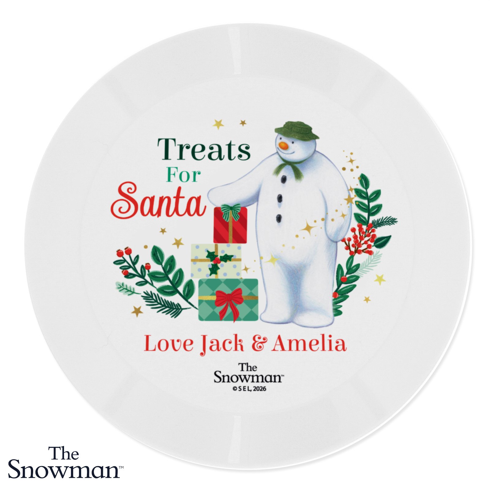 Personalised The Snowman Christmas Wishes 'Treats For Santa' Plastic Plate - Image 4