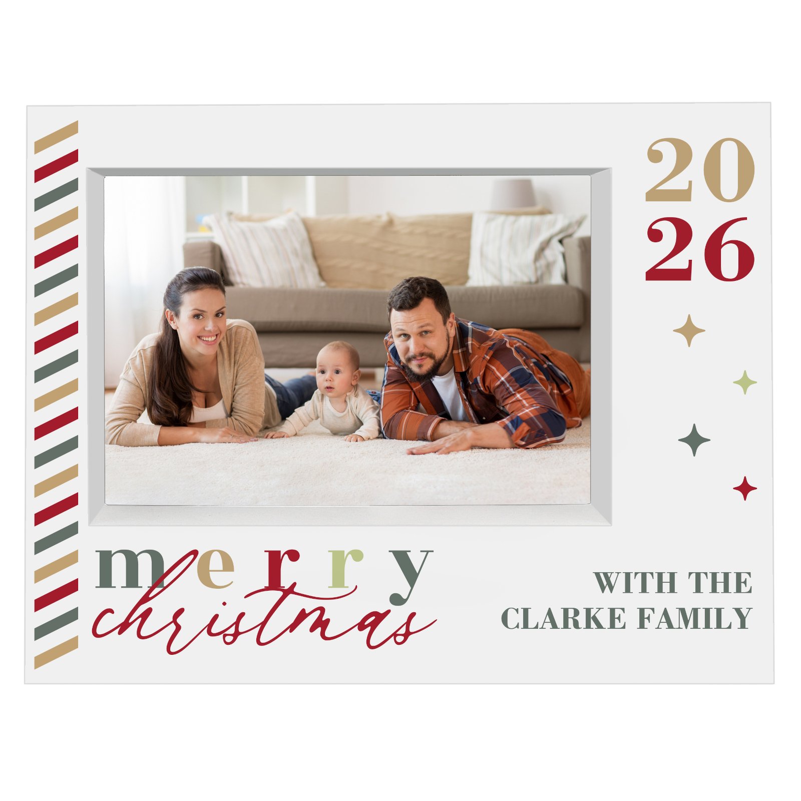 Personalised 'Merry Christmas' 7x5 Landscape White Plastic Box Photo Frame - Image 4
