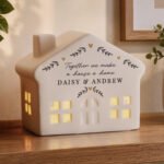Personalised Black & Gold Wreath Design Ceramic LED Light-up House Ornament - Image 3