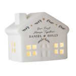 Personalised Black & Gold Wreath Design Ceramic LED Light-up House Ornament - Image 5