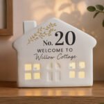 Personalised House Number Design Ceramic LED Light-up House Ornament