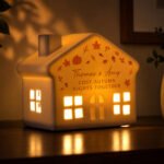 Personalised Autumnal Leaves Design Ceramic LED Light-up House Ornament - Image 2