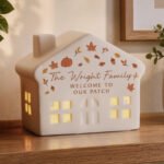 Personalised Autumnal Leaves Design Ceramic LED Light-up House Ornament - Image 3