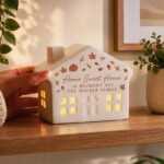 Personalised Autumnal Leaves Design Ceramic LED Light-up House Ornament - Image 4