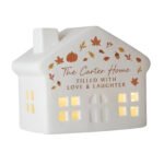 Personalised Autumnal Leaves Design Ceramic LED Light-up House Ornament - Image 5