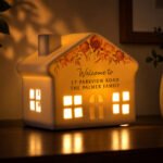 Personalised Floral Autumnal Design Ceramic LED Light-up House Ornament - Image 2
