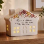 Personalised Floral Autumnal Design Ceramic LED Light-up House Ornament - Image 3