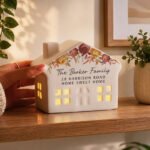 Personalised Floral Autumnal Design Ceramic LED Light-up House Ornament - Image 4