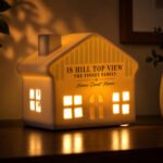 Personalised Green Stripes Design Ceramic LED Light-up House Ornament - Image 2