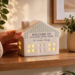 Personalised Green Stripes Design Ceramic LED Light-up House Ornament - Image 4