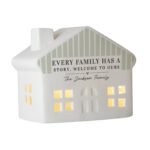 Personalised Green Stripes Design Ceramic LED Light-up House Ornament - Image 5