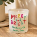 Personalised 'Merry and Bright' Christmas Scented Frosted Glass Jar Candle