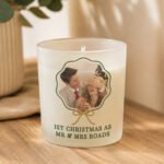 Personalised Scallop Bow Design Photo Upload Scented Frosted Glass Jar Candle