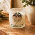 Personalised Scallop Bow Design Photo Upload Scented Frosted Glass Jar Candle - Image 3