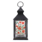 Personalised Christmas Poinsettia Design Rustic Black Plastic Light-up Lantern - Image 4