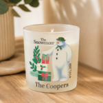 Personalised The Snowman Christmas Wishes Scented Frosted Glass Jar Candle