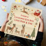 Personalised Santa & Reindeer Design Large Wooden Christmas Eve Box - Image 2
