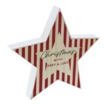 Personalised Candy Cane Stripes Design Christmas Rustic Wooden Star Decoration - Image 4