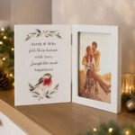 Personalised Robin Motif Wooden Hinged 4x6 Portrait Photo Frame