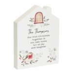 Personalised Any Message Robin Motif Christmas Wooden House Ornament - Image 4