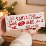 Personalised 'Santa Please Stop Here' Christmas Wooden Mantel Block - Image 2