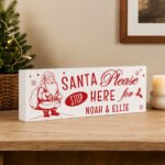 Personalised 'Santa Please Stop Here' Christmas Wooden Mantel Block - Image 3