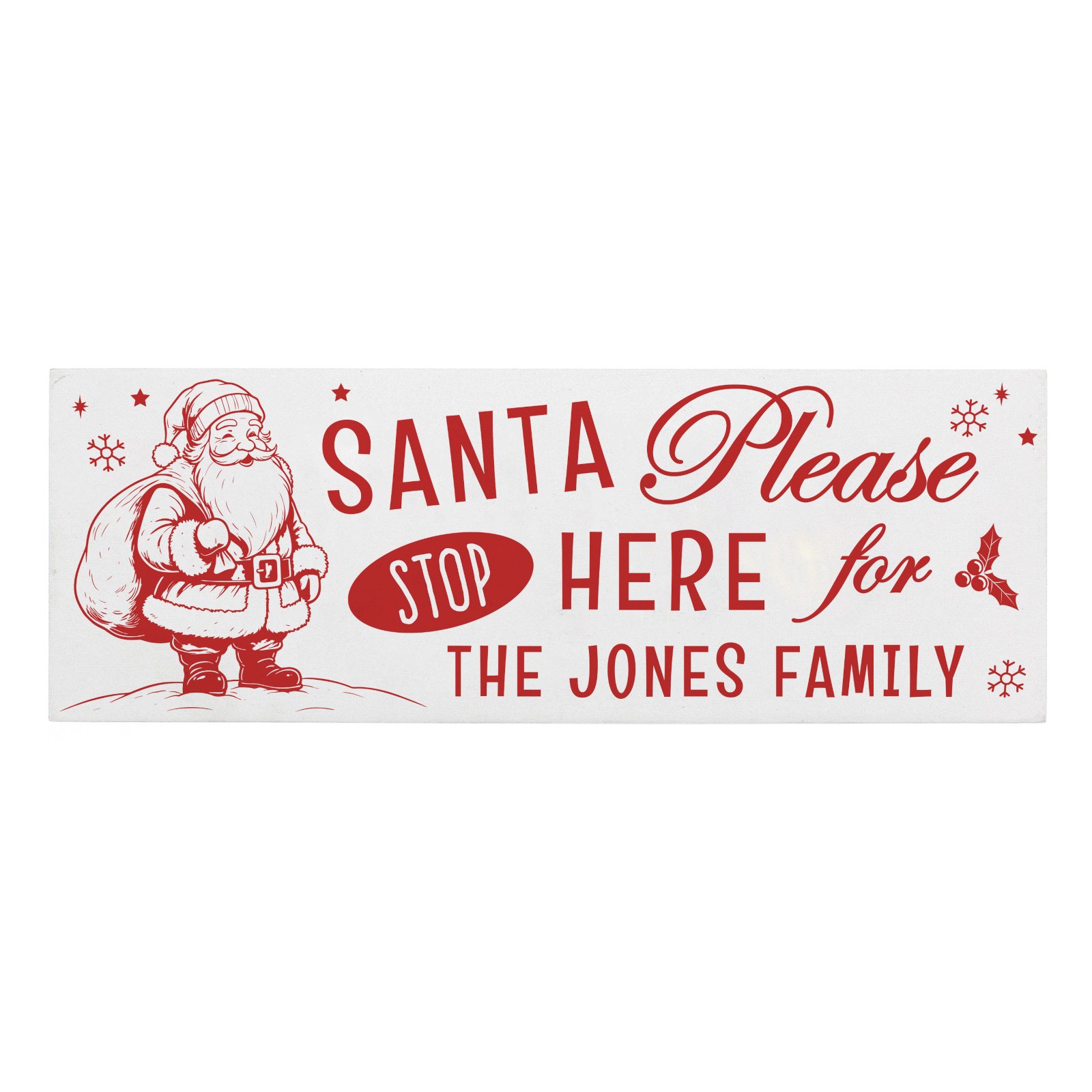 Personalised 'Santa Please Stop Here' Christmas Wooden Mantel Block - Image 4