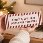 Personalised Candy Cane Stripes Design Christmas Wooden Mantel Block - Image 2