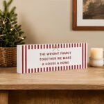 Personalised Candy Cane Stripes Design Christmas Wooden Mantel Block - Image 3