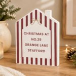 Personalised Candy Cane Stripes Design Christmas Wooden House Ornament - Image 3