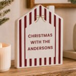 Personalised Candy Cane Stripes Design Christmas Wooden House Ornament - Image 4