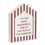 Personalised Candy Cane Stripes Design Christmas Wooden House Ornament - Image 5