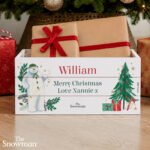 Personalised The Snowman Christmas Wishes Small White Wooden Storage Crate - Image 3