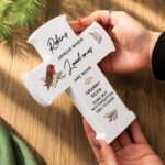 Personalised 'Robins Appear...' Memorial Wooden Cross Ornament - Image 2