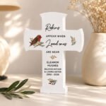 Personalised 'Robins Appear...' Memorial Wooden Cross Ornament - Image 3