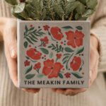 Personalised Christmas Poinsettia Design Concrete Plant Pot - Image 2