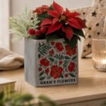 Personalised Christmas Poinsettia Design Concrete Plant Pot - Image 3
