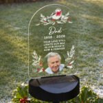 Personalised Photo Upload Christmas / Memorial Robin Design Outdoor LED Colour Changing Solar Light - Image 5