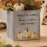 Personalised Any Message Colour Pumpkins Design Concrete Plant Pot