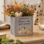 Personalised Any Message Colour Pumpkins Design Concrete Plant Pot - Image 3