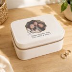 Personalised Scallop Bow Design Photo Upload Leatherette Jewellery Box - Image 4