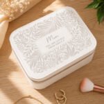 Personalised Cream Floral Design Leatherette Jewellery Box - Image 3